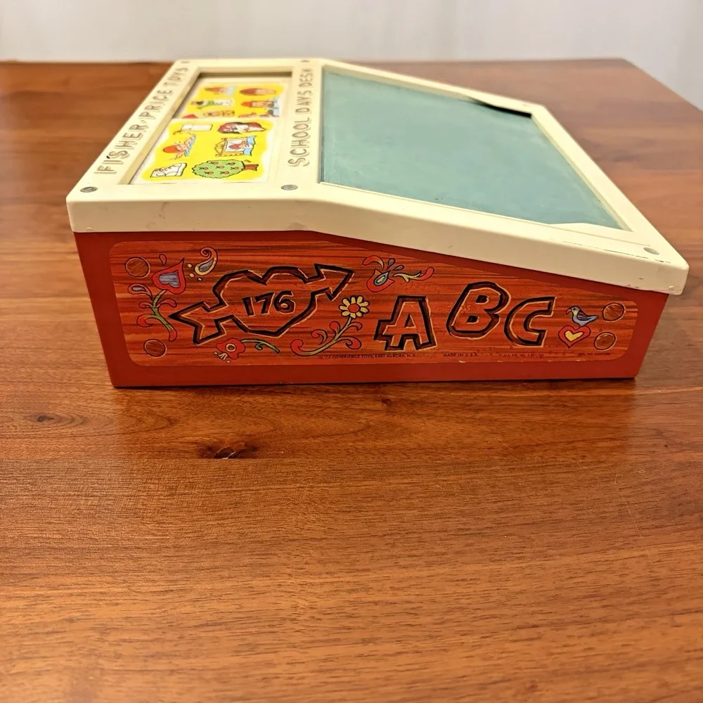 Fisher Price Vintage School Days Desk 176 Educational Toy Chalkboard Letters